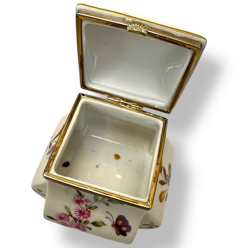 VTG Lefton China Floral Butterfly Porcelain Trinket Box - Picture 5 of 8